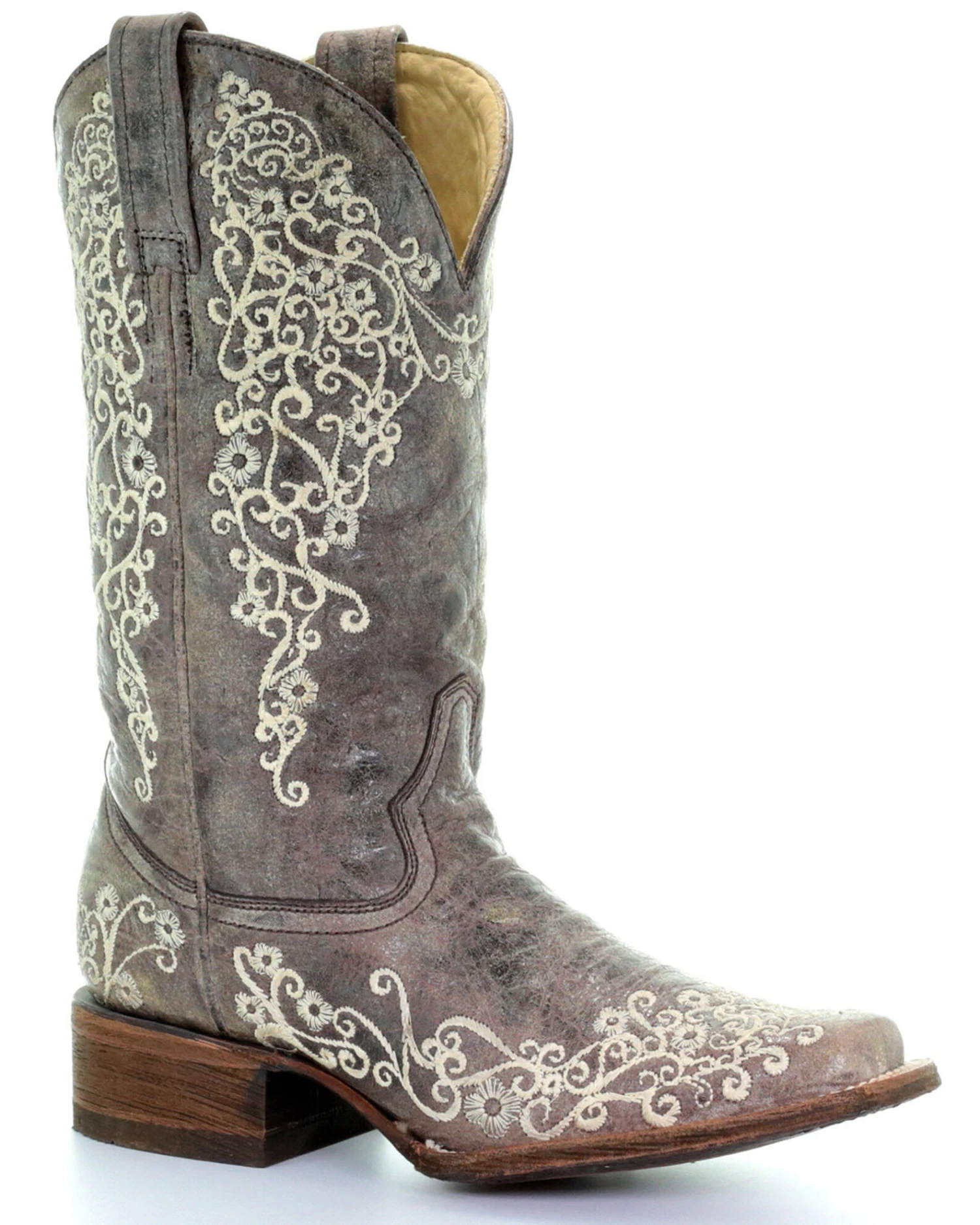 Corral Women's Brown Crater Embroidered Western Boots - Square Toe 3 Corral Women's Brown Crater Embroidered Western Boots - Square Toe