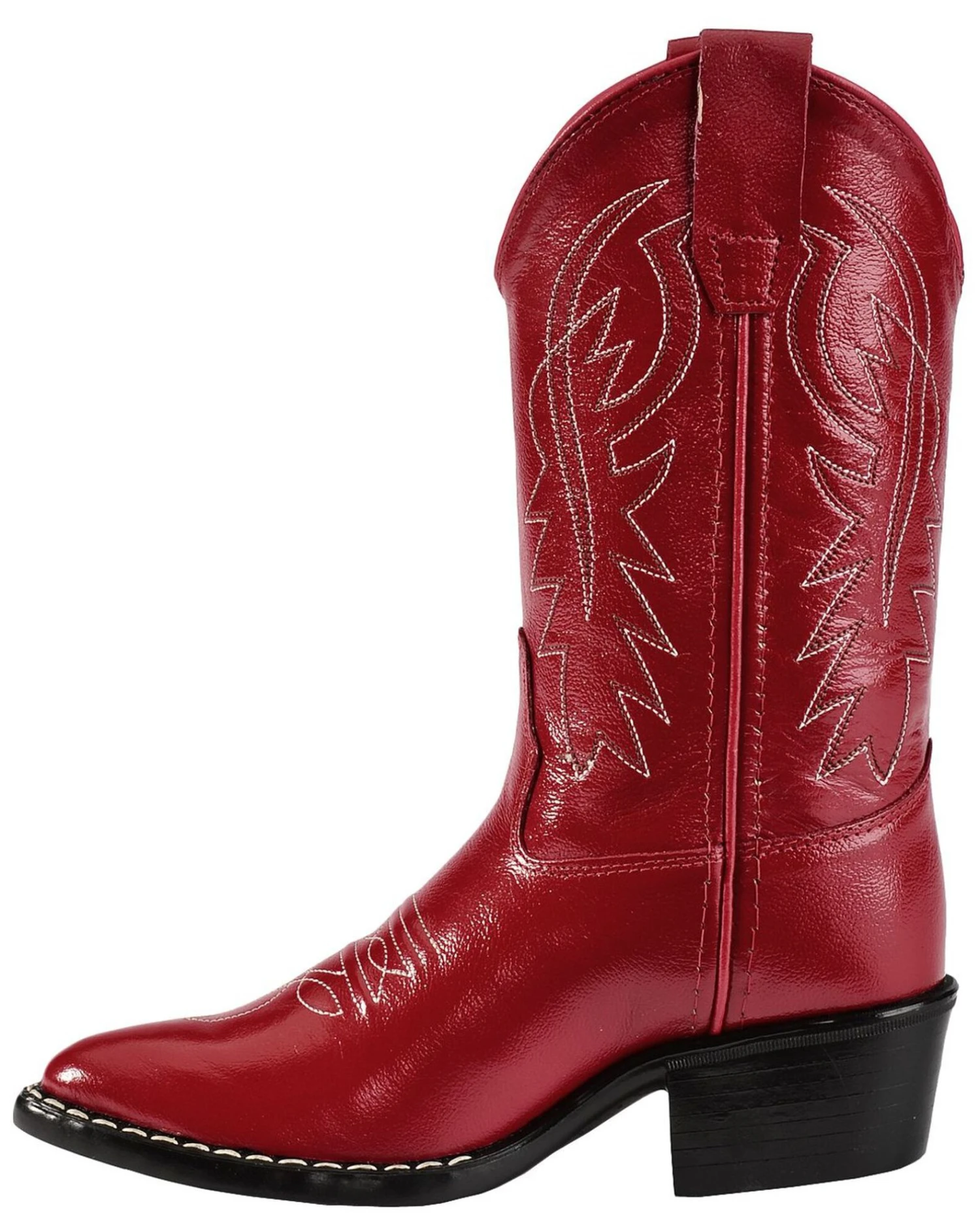 Old West Girls' Red Leather Western Boots - Pointed Toe 5 Old West Girls' Red Leather Western Boots - Pointed Toe - Image 3