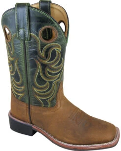 Smoky Mountain Boys' Green Jesse Western Boots - Square Toe 