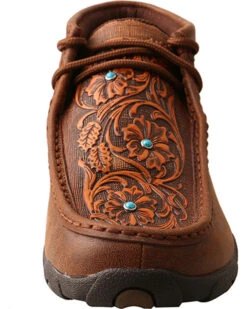 Twisted X Women's Brown Tooled Flowers Driving Moccasins - Moc Toe  -Corral Sales 2025 2000226799 200 FT