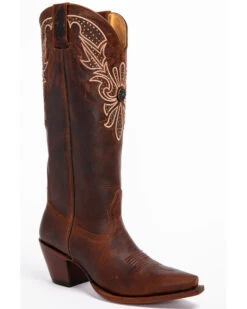 Shyanne Women's Mariel Floral Embroidered Studded Concho Western Boots - Snip Toe