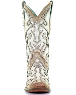 Corral Women's White Glitter Inlay Western Boots - Square Toe -Corral Sales 2025 2000288063 103 P5