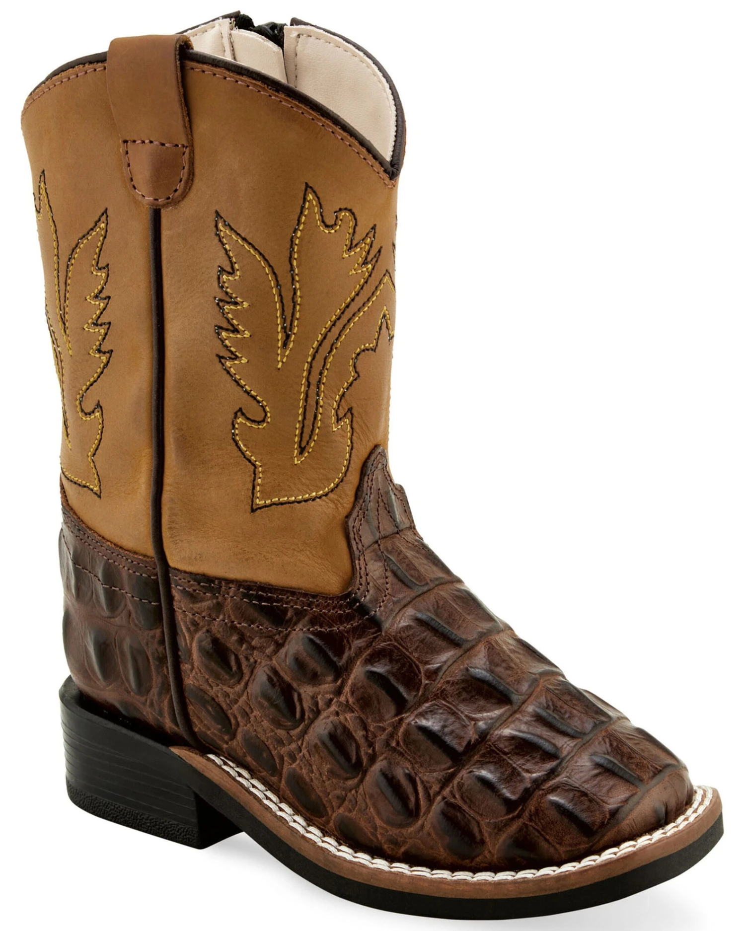 Old West Toddler Boys' Faux Horn Back Gator Print Western Boots - Broad Square Toe 3 Old West Toddler Boys' Faux Horn Back Gator Print Western Boots - Broad Square Toe