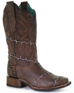 Corral Women's Barbed Wire Woven Western Boots - Square Toe