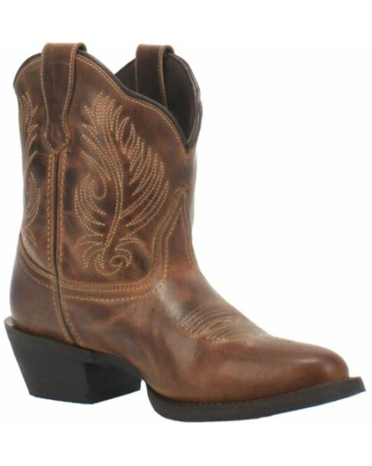 Laredo Women's Brown Shortie Western Booties - Round Toe 3 Laredo Women's Brown Shortie Western Booties - Round Toe
