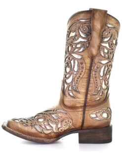 Corral Girls' Shiny Inlay Western Boots - Square Toe -Corral Sales 2025 2000345519 280 P3