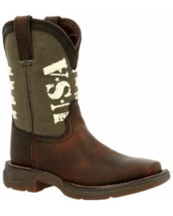 Durango Boys' Lil' Rebel USA Flag Western Boots - Broad Square Toe