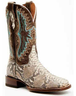 Dan Post Women's Back Cut Natural Python Exotic Western Boot - Broad Square Toe