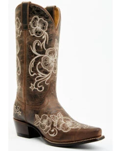 Shyanne Women's Lasy Floral Embroidered Western Boots - Snip Toe 