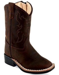 Old West Toddler Boys' Distressed Western Boots - Broad Square Toe